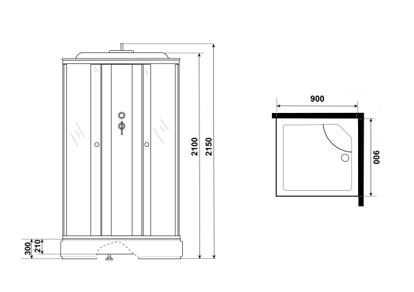 Душевая кабина Niagara Eco E90/26Q/TN (900х900х2150) 4 места Душевая кабина Niagara Eco E90/26Q/TN (900х900х2150) 4 места