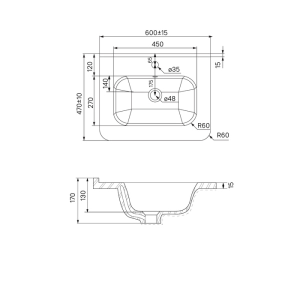 Умывальник мебельный 60 см IDDIS Optima Home 0106000i28 Умывальник мебельный 60 см IDDIS Optima Home 0106000i28
