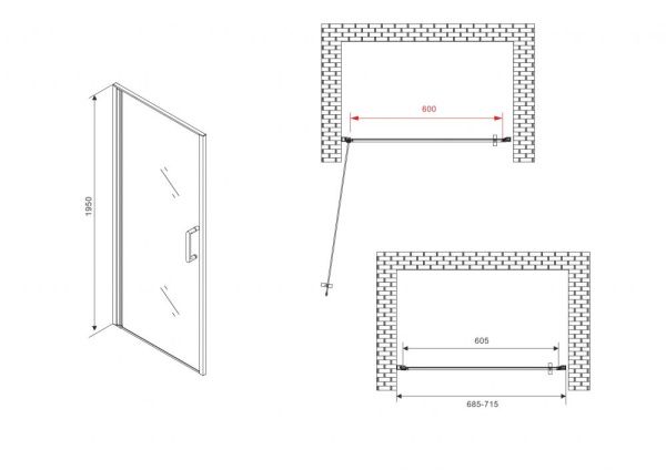 Душевая дверь 70x195 ABBER Sonnenstrand AG04070M профиль хром стекло матовое Душевая дверь 70x195 ABBER Sonnenstrand AG04070M профиль хром стекло матовое