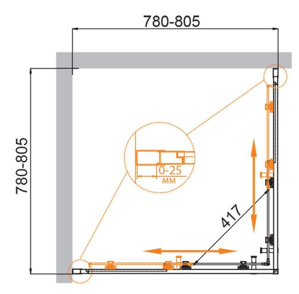 Душевой уголок 80x80 см Cezares MOLVENO Molveno-a-2-80-c-cr-iv хром Душевой уголок 80x80 см Cezares MOLVENO Molveno-a-2-80-c-cr-iv хром