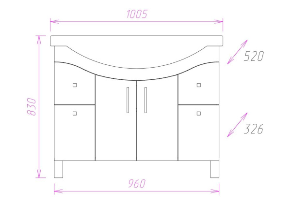 Тумба под раковину Onika Эльбрус 100 см 110008 белый