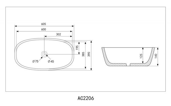 Раковина накладная ABBER Rechteck AC2206 белая Раковина накладная ABBER Rechteck AC2206 белая