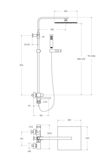Душевая стойка  BelBagno LUCE LUC-VSCM-ORO золото Душевая стойка  BelBagno LUCE LUC-VSCM-ORO золото