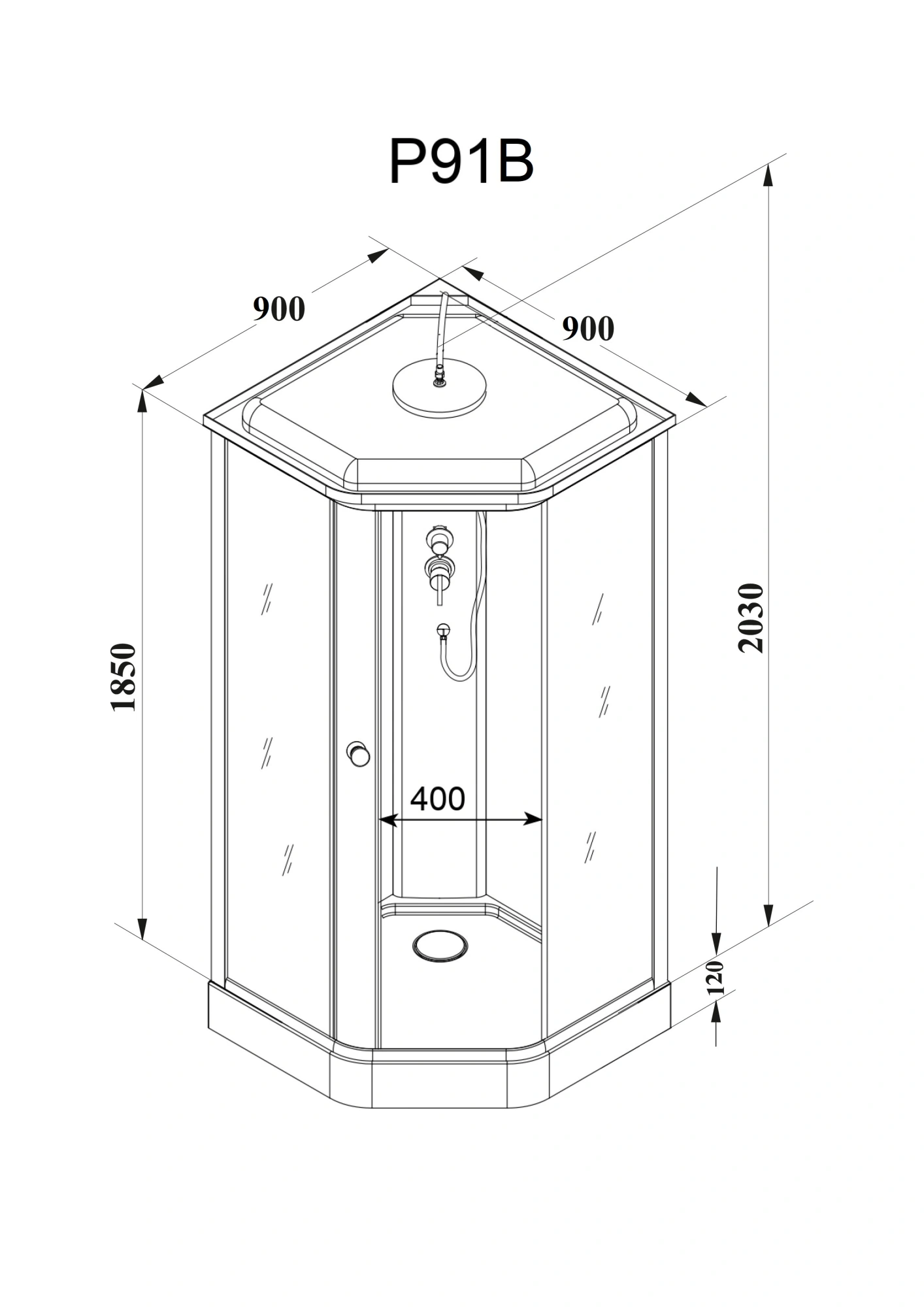 Душевая кабина Parly Penta P91B профиль черный