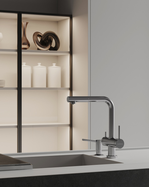 Смеситель для кухонной мойки Abelsberg Pura OTF70709CH хром глянцевый