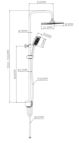 Душевая система ESKO ST1450N Душевая система ESKO ST1450N