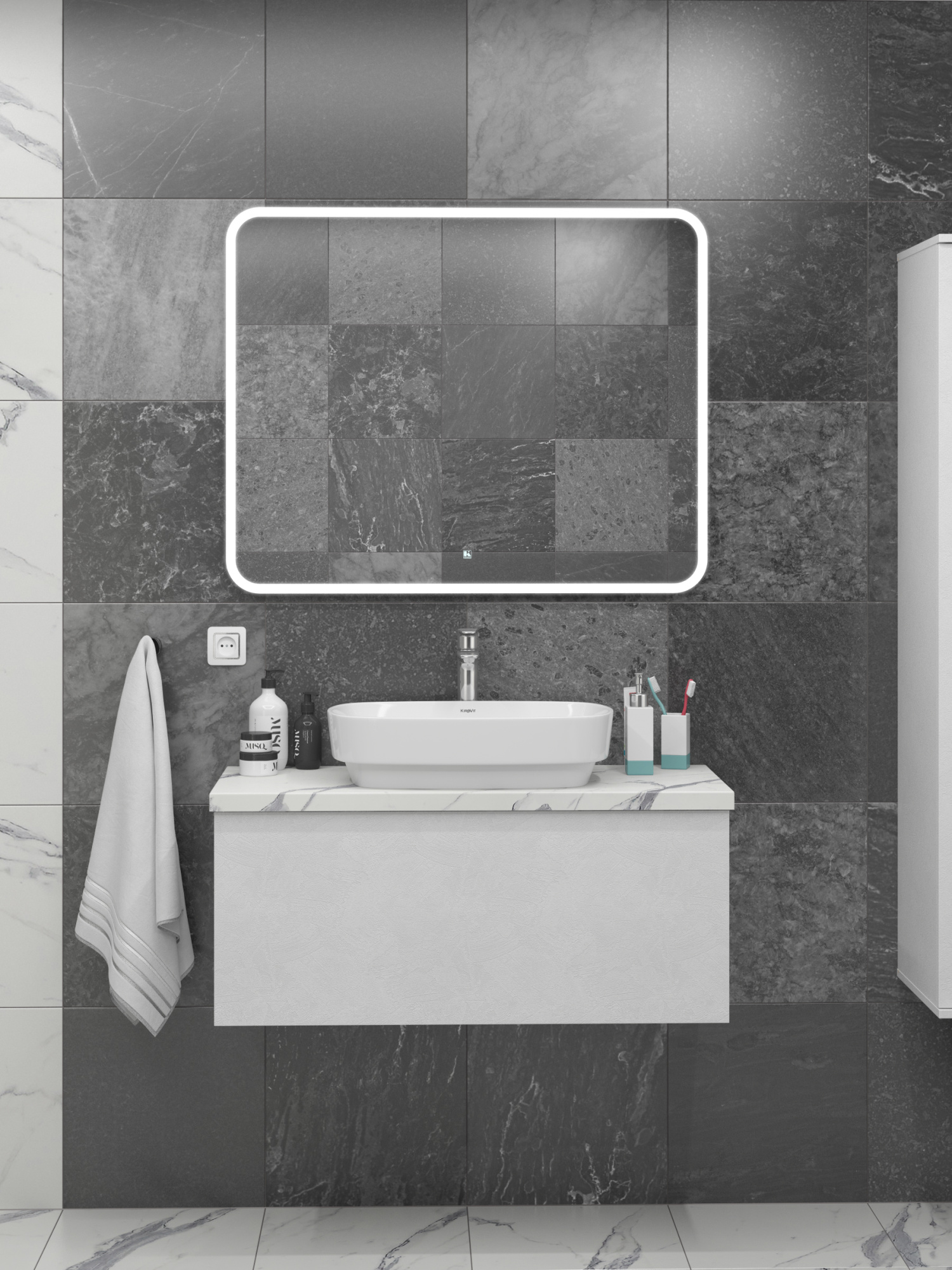 Столешница Какса-А 80 см 005399 для тумб и консолей белый мрамор