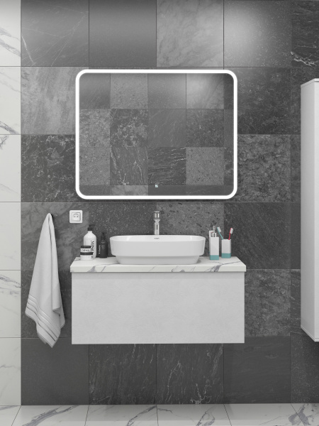 Столешница Какса-А 80 см 005399 для тумб и консолей белый мрамор