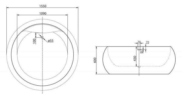 Акриловая ванна 155x155 см BelBagno  BB30-1550 белый Акриловая ванна 155x155 см BelBagno  BB30-1550 белый
