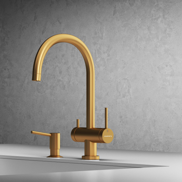 Смеситель для кухонной мойки Abelsberg Aera AWF70029BG королевское золото брашированный