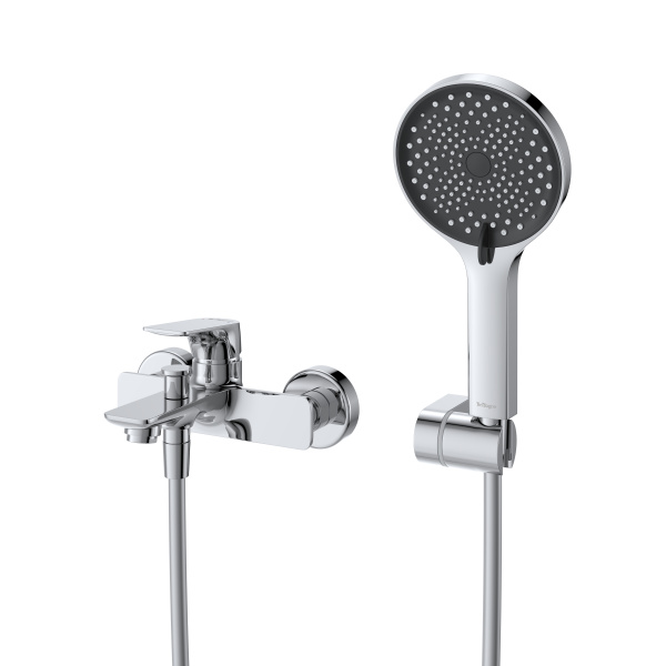 Смеситель для ванны с ручным душем, шлангом и держателем BelBagno Marino MARINO-VASM-CRM хром глянцевый