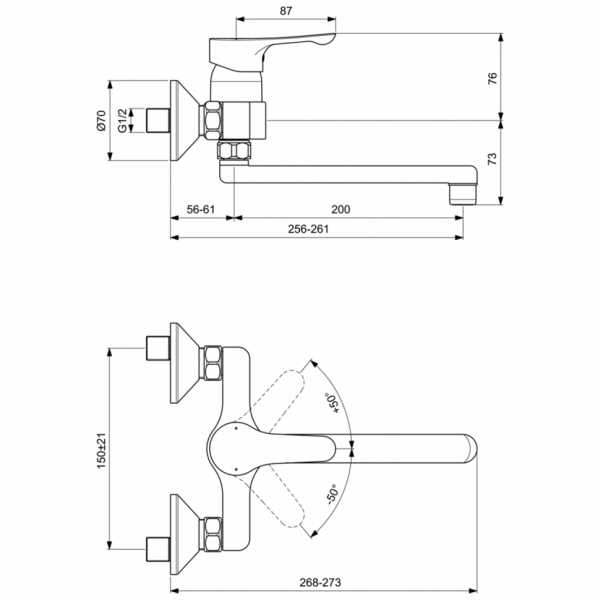 Настенный смеситель для кухонной мойки Ideal Standard ALPHA BC661AA Настенный смеситель для кухонной мойки Ideal Standard ALPHA BC661AA