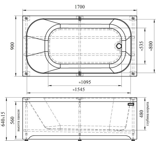 Акриловая ванна 170x90 RADOMIR Прованс с каркасом 1-01-0-0-1-187 Акриловая ванна 170x90 RADOMIR Прованс с каркасом 1-01-0-0-1-187