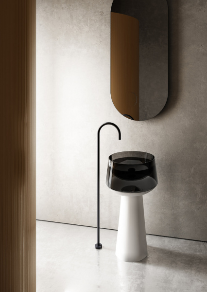 Раковина напольная Abber Kristall 50 см AT2706White-Onyx белая, черная