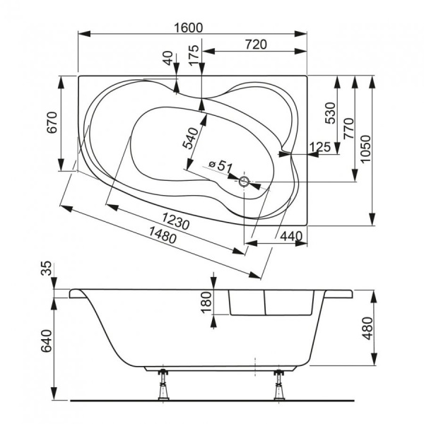 Акриловая ванна VAGNERPLAST MELITE 160x105 Right Акриловая ванна VAGNERPLAST MELITE 160x105 Right
