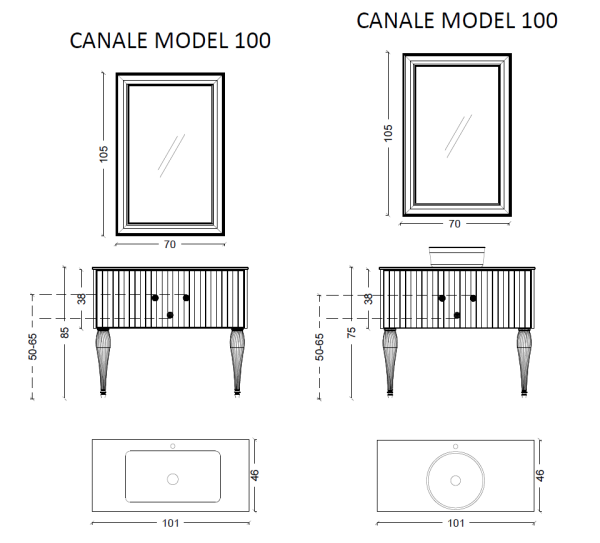 Тумба под раковину Armadi Art Canale 100 см 843-100-BCR подвесная черная