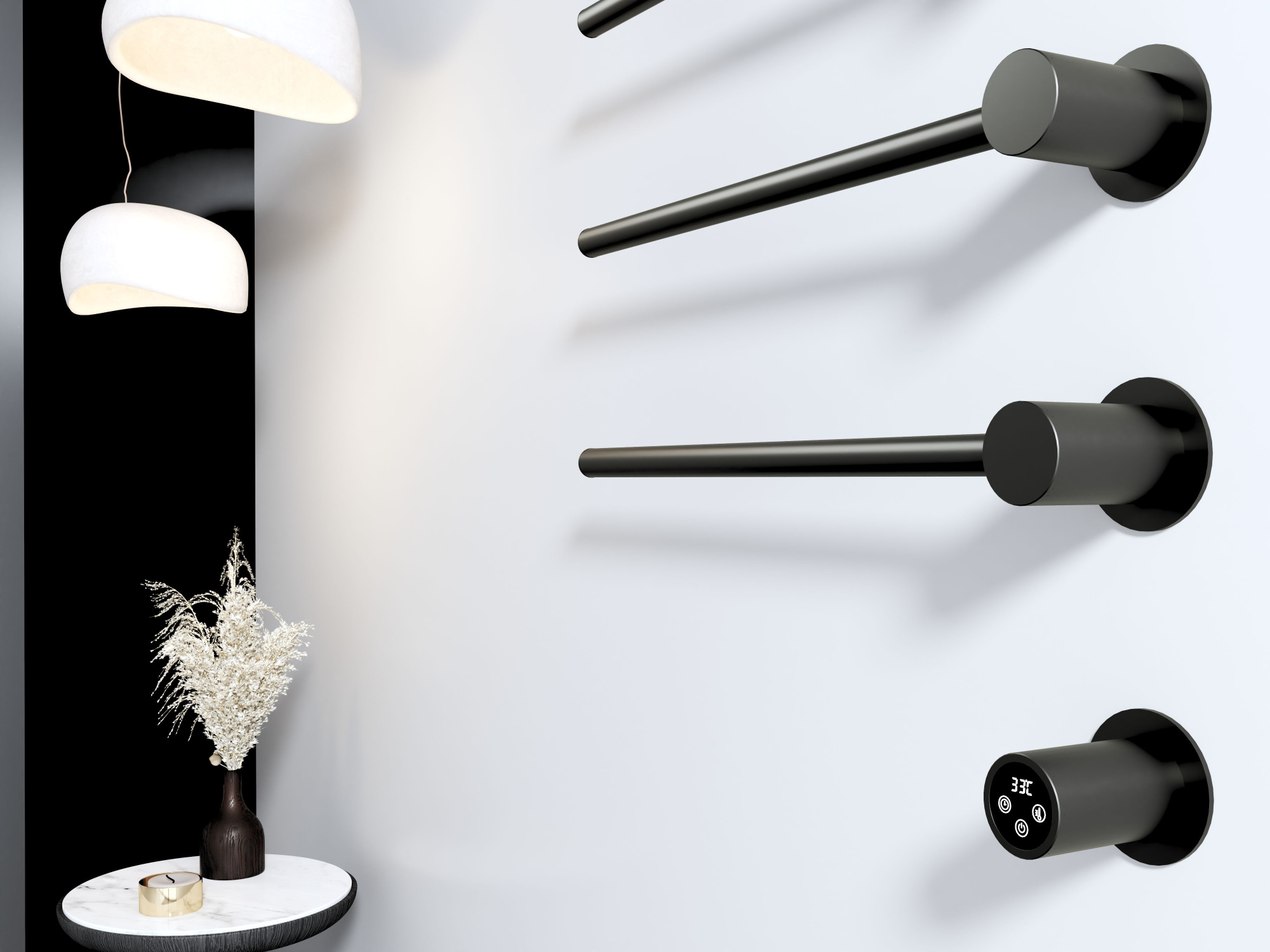 Полотенцесушитель электрический Wonzon & Woghand Hamburg WW-AL314-MB встраиваемый черный матовый