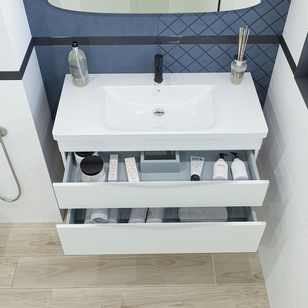 Тумба под раковину Caprigo Lento 100 см 36214-SF027 подвесная белая