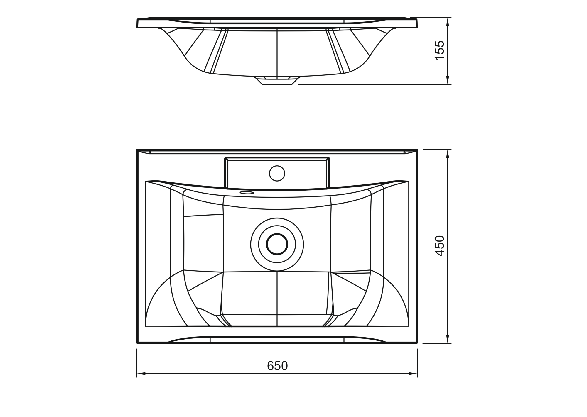 Раковина накладная 65x45 Florentina 10.010.00650.302 Антрацит