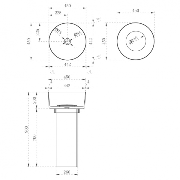 Раковина напольная Abber Kristall 45 см AT2702Aquamarin бирюзовая