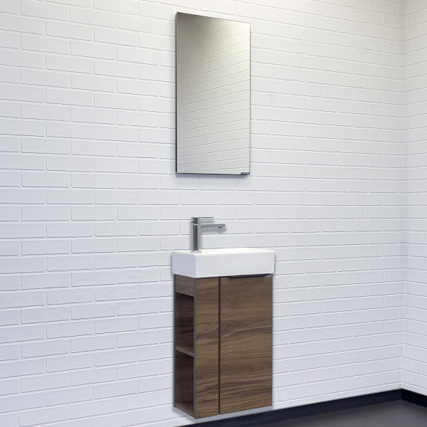 Тумба с раковиной Comforty Матэ 40 см 00-00015325 подвесная дуб темно-коричневый