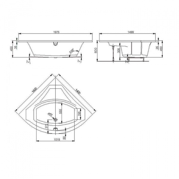 Акриловая ванна VAGNERPLAST VERONELA CORNER 140x140