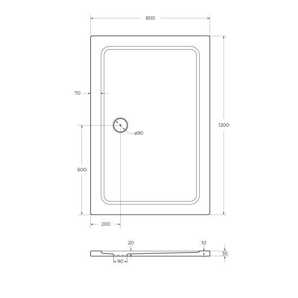 Поддон из пластика 80x120 см Cezares  TRAY-M-AH-120/80-35-W белый Поддон из пластика 80x120 см Cezares  TRAY-M-AH-120/80-35-W белый