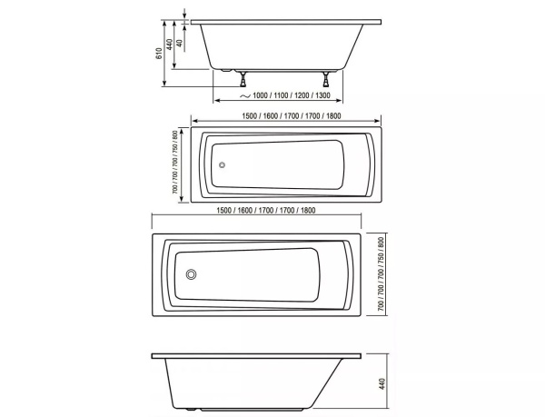 Ванна акриловая Ravak Domino Plus 180x80 C651R00000 Ванна акриловая Ravak Domino Plus 180x80 C651R00000