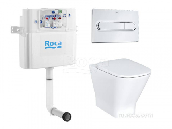 ПЭК Roca The Gap Pack 893109000 приставной унитаз + бачок + кнопка + сиденье ПЭК Roca The Gap Pack 893109000 приставной унитаз + бачок + кнопка + сиденье