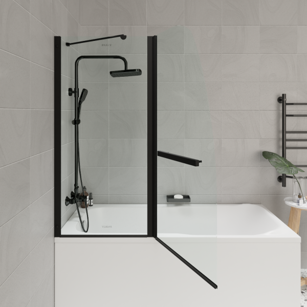 Штора для ванной стеклянная Parly F03B черный