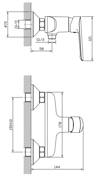Смеситель для душа Esko Lagos LG 80 хром глянцевый