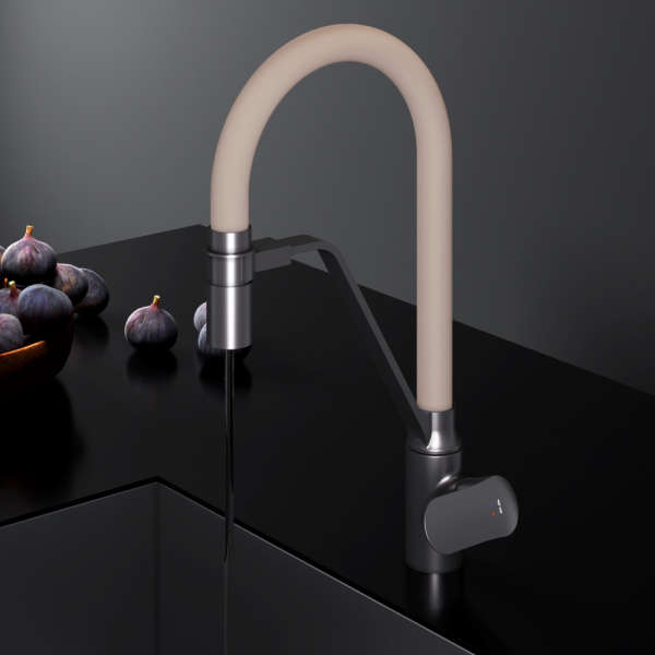 Смеситель для кухонной мойки Am.Pm Like с каналом для фильтра F8007826 черный с бежевым матовый