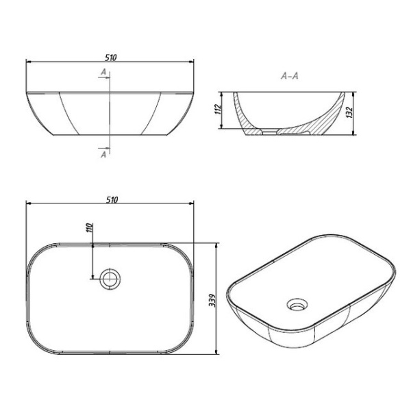 Раковина накладная Caprigo W8454 50 см белая