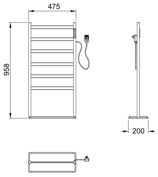 Полотенцесушитель электрический Wonzon & Woghand Essen WW-A406-MB напольный черный матовый
