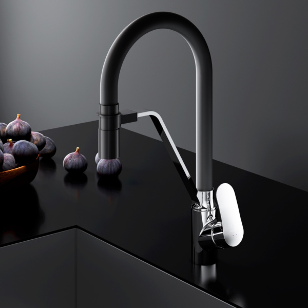 Смеситель для кухонной мойки Am.Pm Like с каналом для фильтра F8007802 черный с хромом матовый