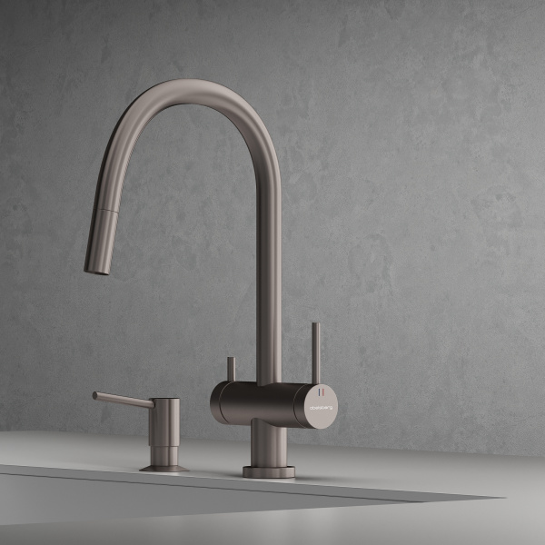 Смеситель для кухонной мойки Abelsberg Aera EMF71709BN титан брашированный