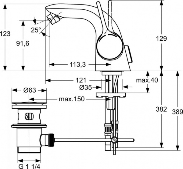 Смеситель для биде Ideal Standard MELANGE A4268AA Смеситель для биде Ideal Standard MELANGE A4268AA