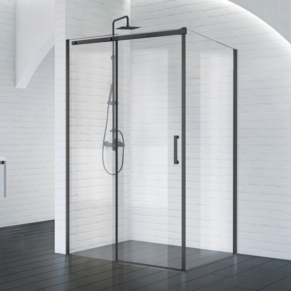 Душевой уголок 90x130 см BelBagno ACQUA ACQUA-AH-1-130/90-C-NERO черный матовый Душевой уголок 90x130 см BelBagno ACQUA ACQUA-AH-1-130/90-C-NERO черный матовый