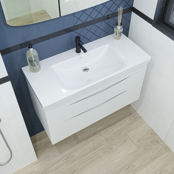 Тумба под раковину Caprigo Lento 100 см 36214-SF027 подвесная белая