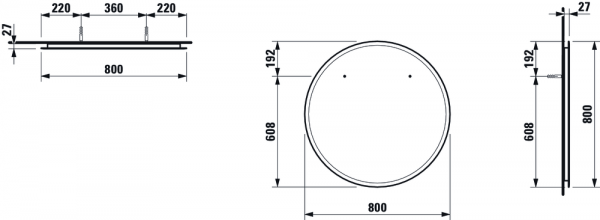 Зеркало круглое Led-подсветка 80x80 Laufen Frame 4.4743.3.900.144.1 Зеркало круглое Led-подсветка 80x80 Laufen Frame 4.4743.3.900.144.1