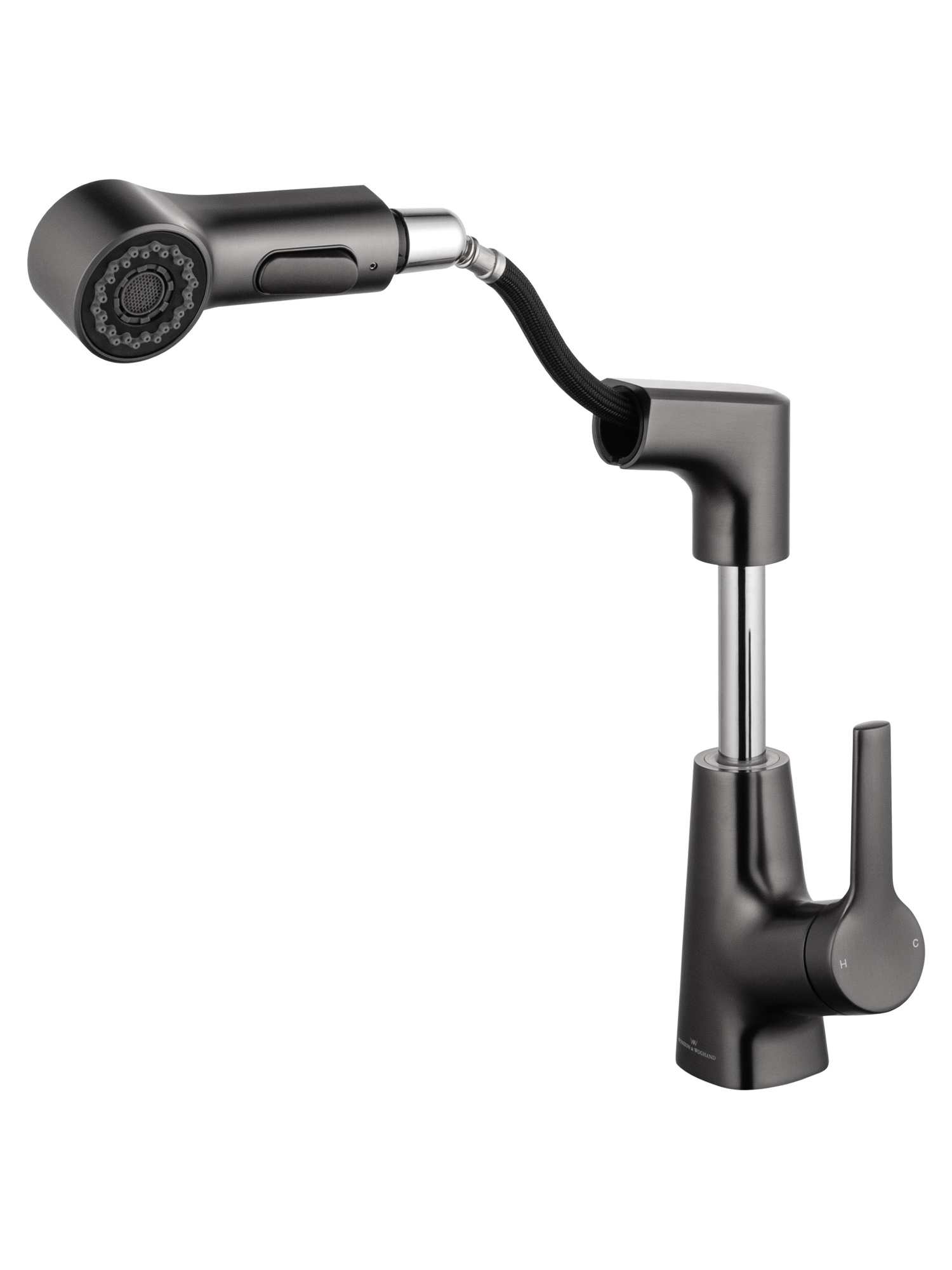 Смеситель для раковины с гигиеническим душем Wonzon & Woghand WW-121B108-BGG темный графит брашированный