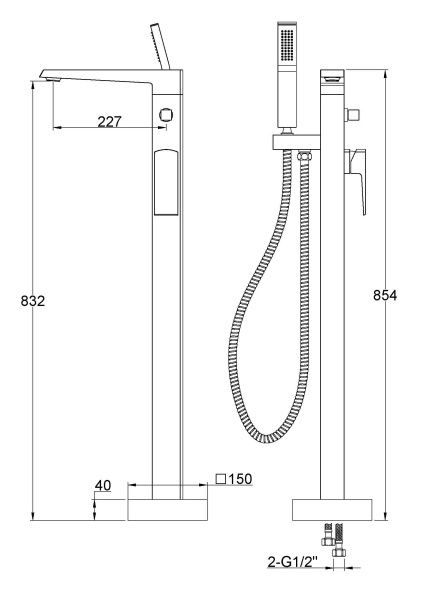 Напольный смеситель для ванны  BelBagno ARLIE ARL-FMTA-CRM хром Напольный смеситель для ванны  BelBagno ARLIE ARL-FMTA-CRM хром