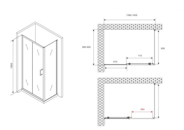 Душевой уголок 140x90 ABBER Schwarzer Diamant AG301405-S905 профиль хром стекло прозрачное Душевой уголок 140x90 ABBER Schwarzer Diamant AG301405-S905 профиль хром стекло прозрачное