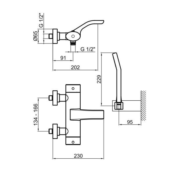 Смеситель для ванны с термостатом Webert Wolo WO980201564 черный с хромом матовый