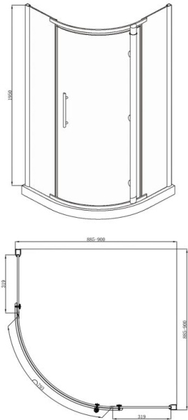 Душевой уголок 90x90x195 Bravat Blackline BS090.1110A Душевой уголок 90x90x195 Bravat Blackline BS090.1110A