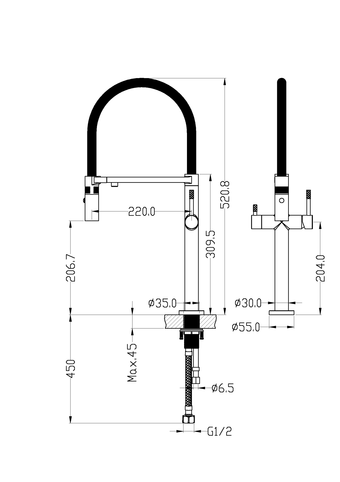 Смеситель для кухни Boheme Kitchen 115-B черный матовый