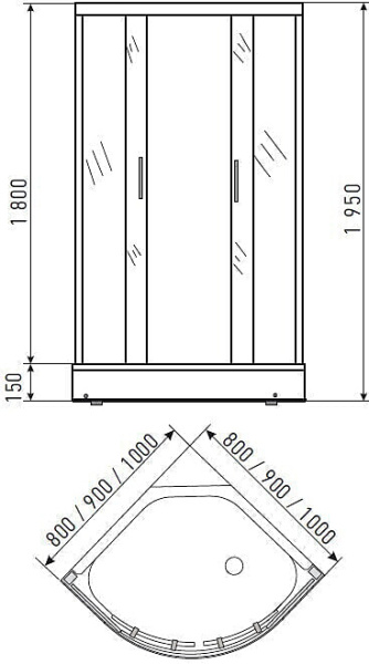 Душевой уголок Erlit ER0508-W3 80x80x195 Душевой уголок Erlit ER0508-W3 80x80x195
