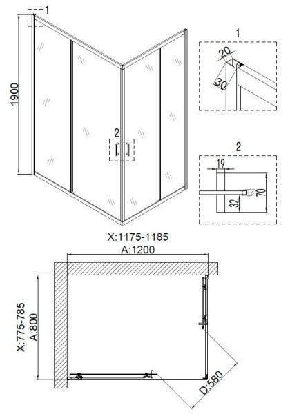 Душевое ограждение NIAGARA Nova NG-6810-08 BLACK (120*80*190) прямоугольник, двери раздвижные Душевое ограждение NIAGARA Nova NG-6810-08 BLACK (120*80*190) прямоугольник, двери раздвижные