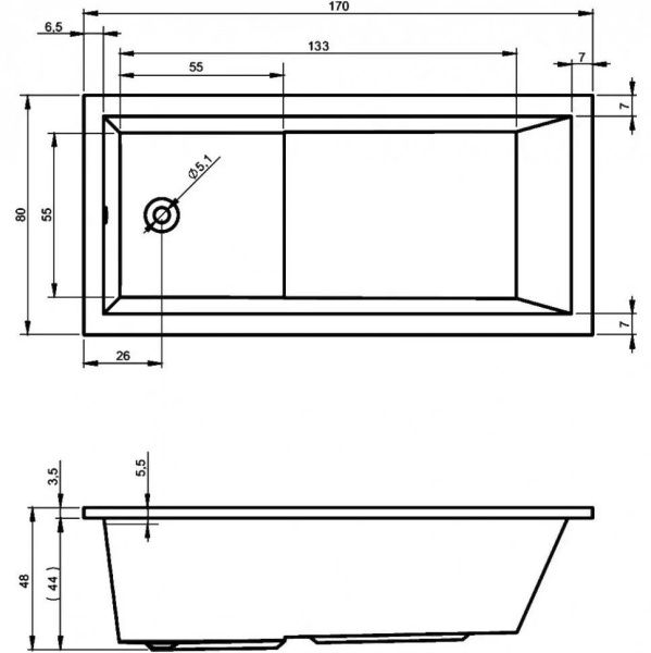 Ванна акриловая Riho Lusso 170x80 B006001005