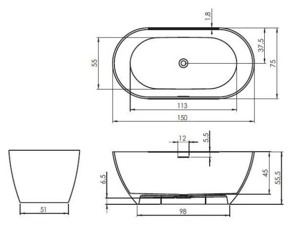 Ванна из искусственного камня Riho Bilbao 150x75 B119001105